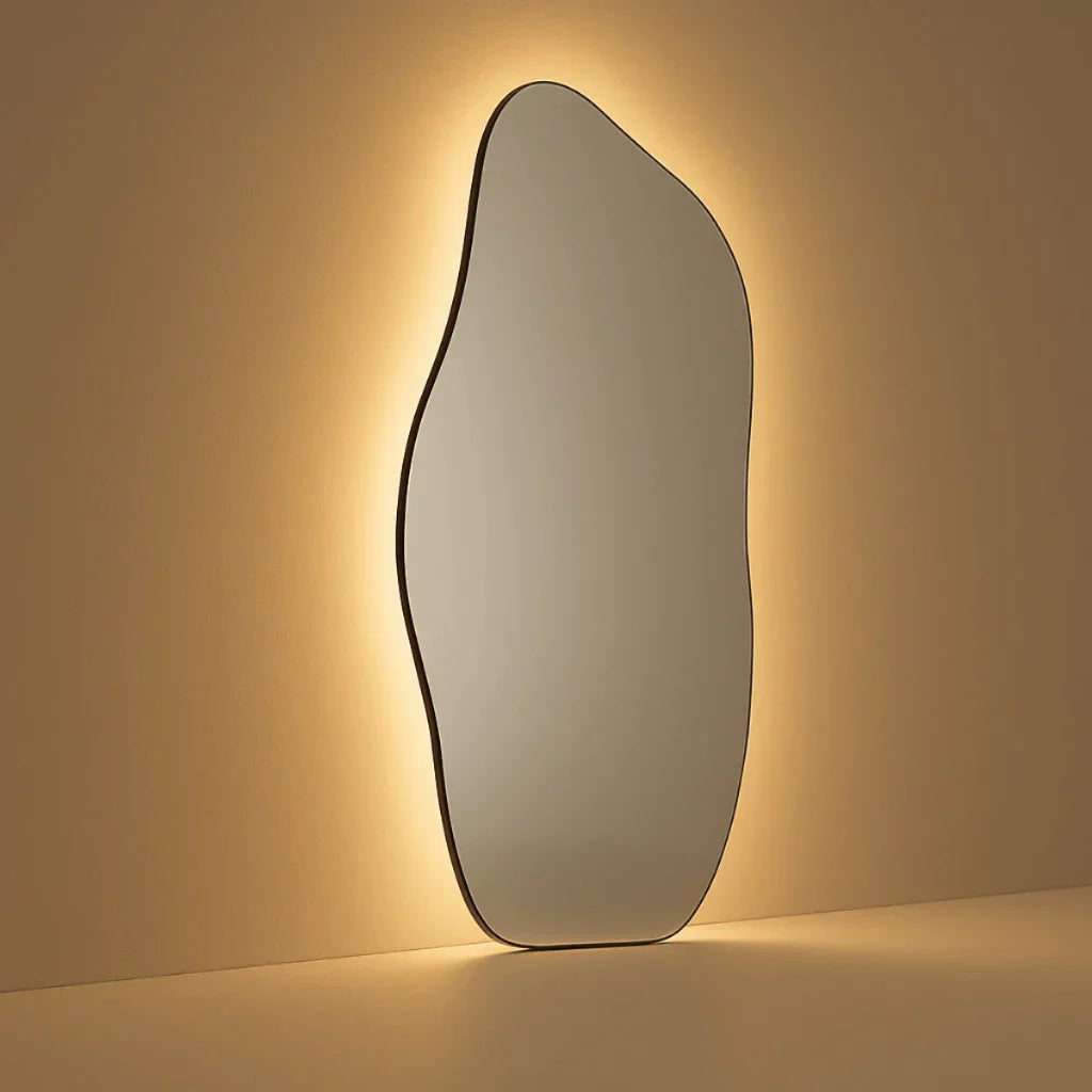 Transforma Tu Espacio: Espejo de Cuerpo Entero Oversized Lopazzi con Marco de Algodón Orgánico y Iluminación LED Ajustable – 115 x 60 cm – ¡Venta Especial!